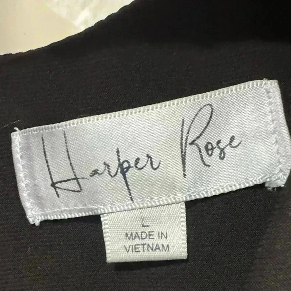 HARPER ROSE black wrap palazzo wide leg V-neck jumpsuit women’s size large - Picture 9 of 10